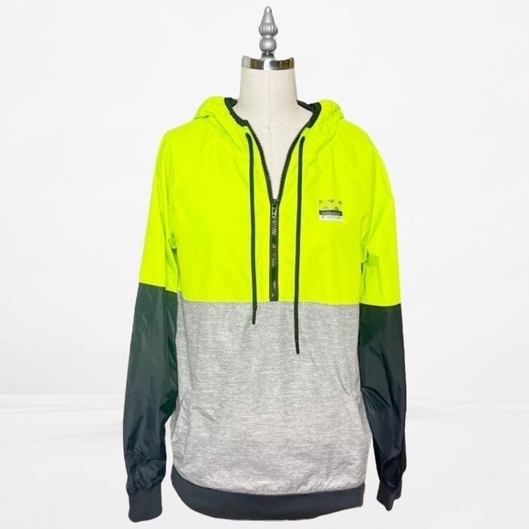 Victoria’s Secret Pink Anorak Windbreaker Neon Green - Picture 1 of 11